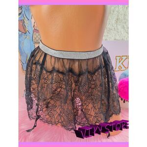 Victoria's Secret Black Shine skirt garter belt Very Cute GARTER XSmall NEW!
